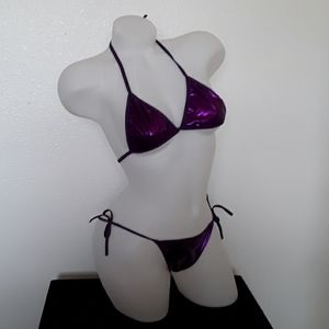 Pretty Purple Metallic 2 Piece Swimsuit Free Style